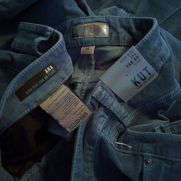 NEW KUT FROM THE KLOTH ANA HIGH RISE FAB AB FLARE GREEN CORDUROY SZ 14 - Picture 8 of 8
